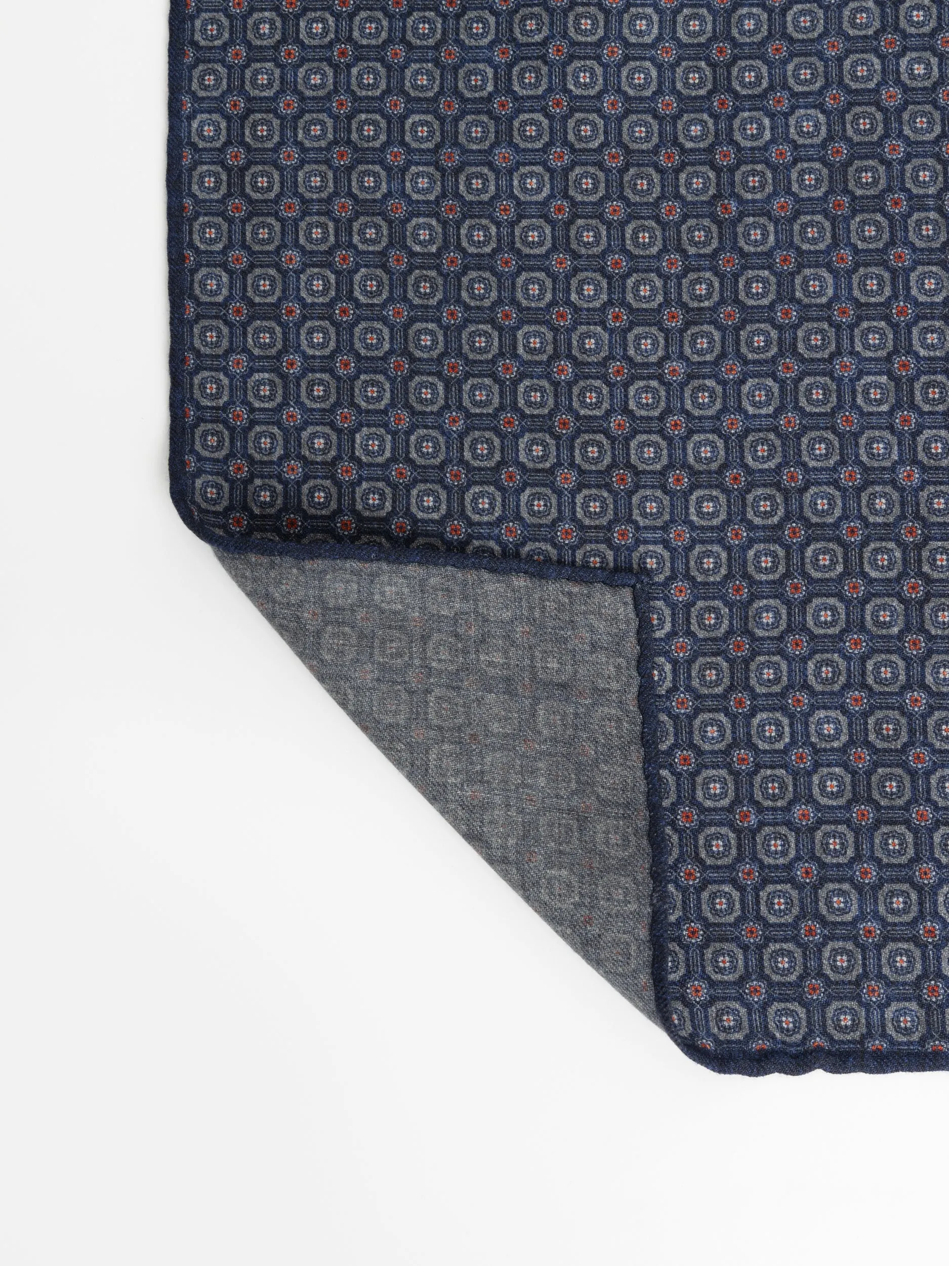 Brunello Cucinelli Navy Wool Flannel Pocket Square