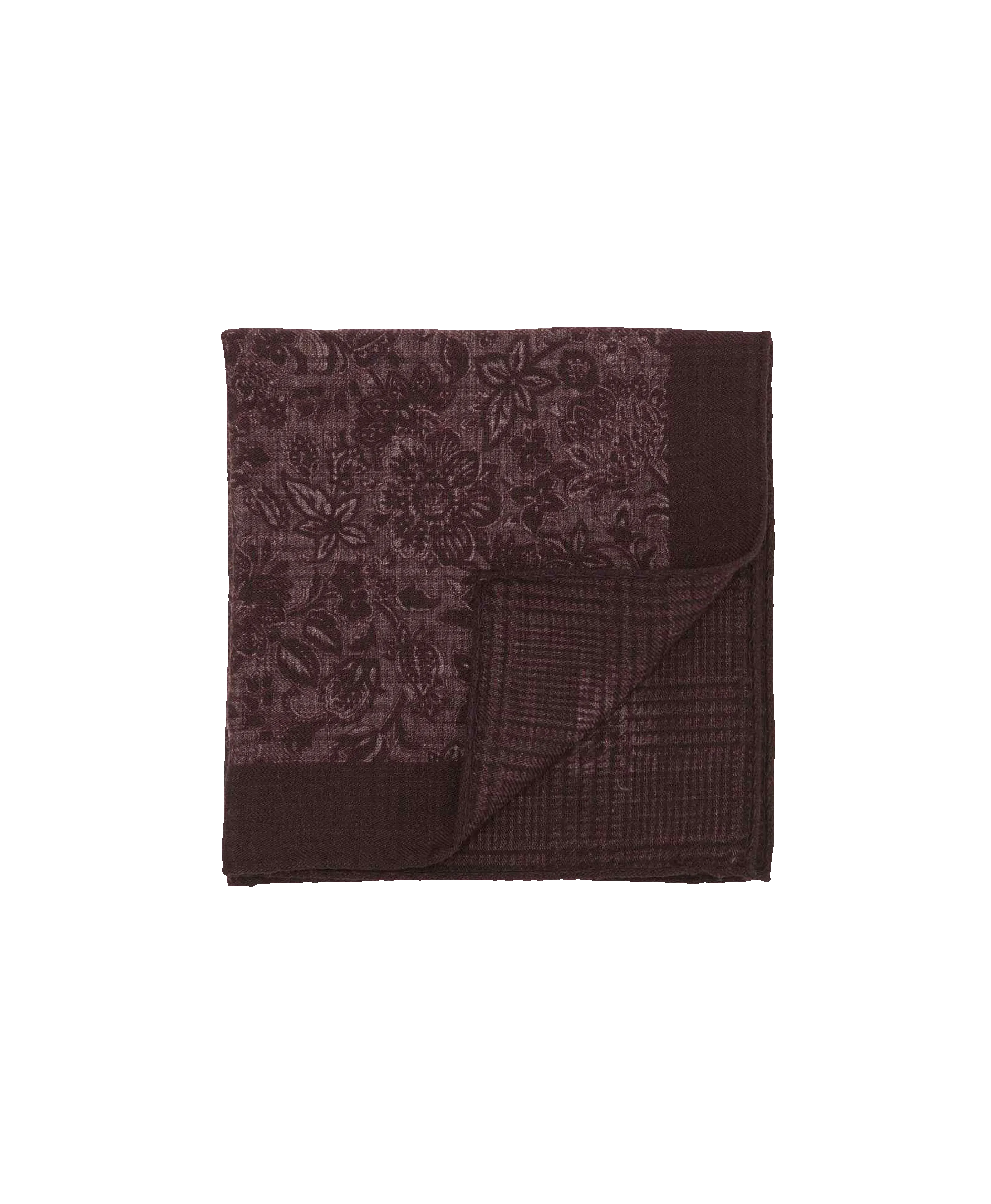 Burgundy and Red Double Sided Floral and Glencheck Pocket Square | He Spoke Style