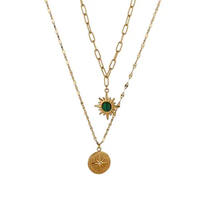 Carly Malachite Layered Necklace - Knight & Day