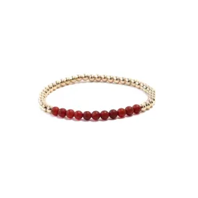 Carnelian Gold Beaded Gemstone Bracelet