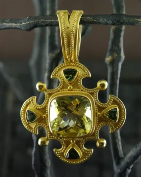 Carolyn Tyler 22K Yellow Gold, Lemon Citrine, and Peridot Pendant/Brooch