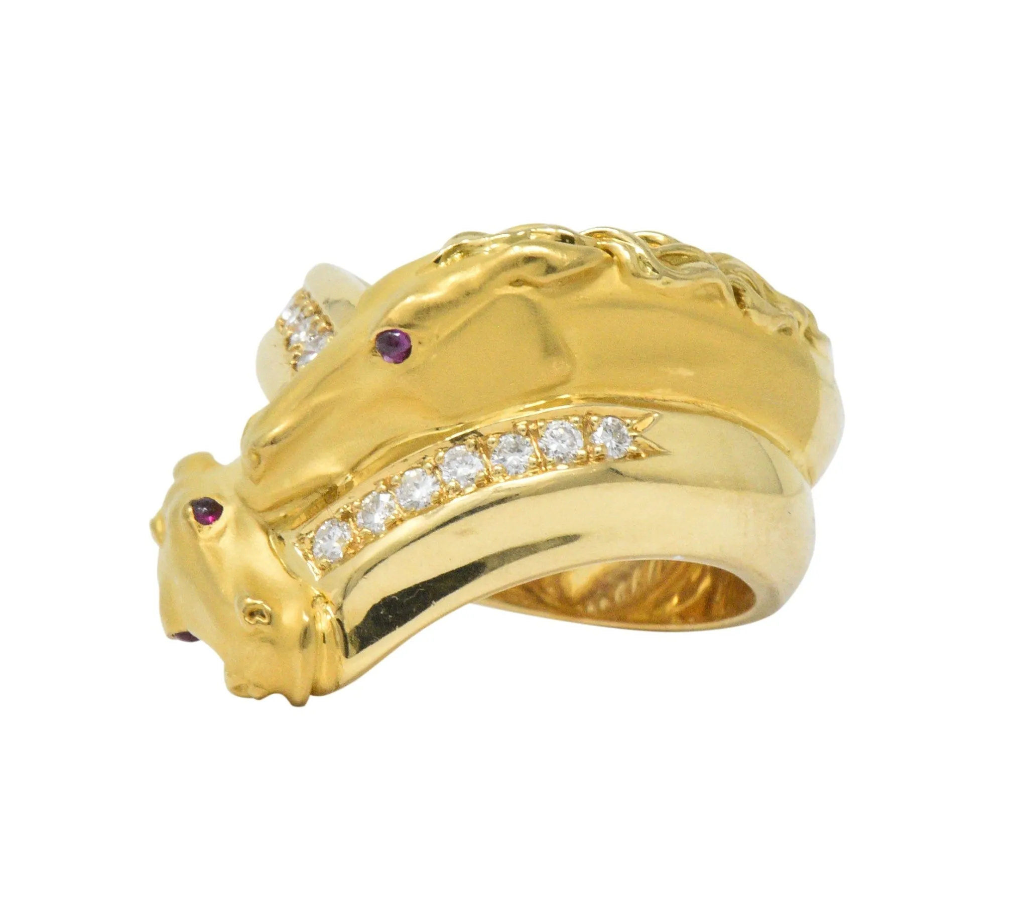 Carrera Y Carrera 0.30 CTW Diamond Ruby 18 Karat Gold Ecuestre Horse Ring