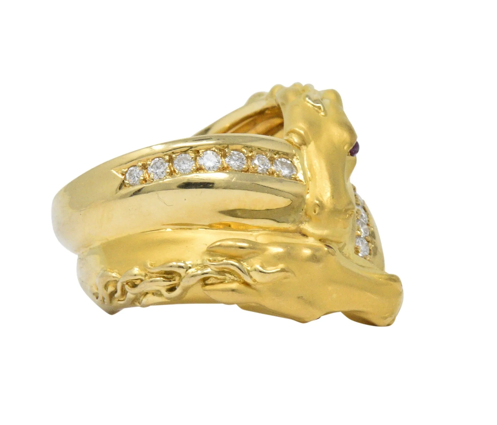 Carrera Y Carrera 0.30 CTW Diamond Ruby 18 Karat Gold Ecuestre Horse Ring