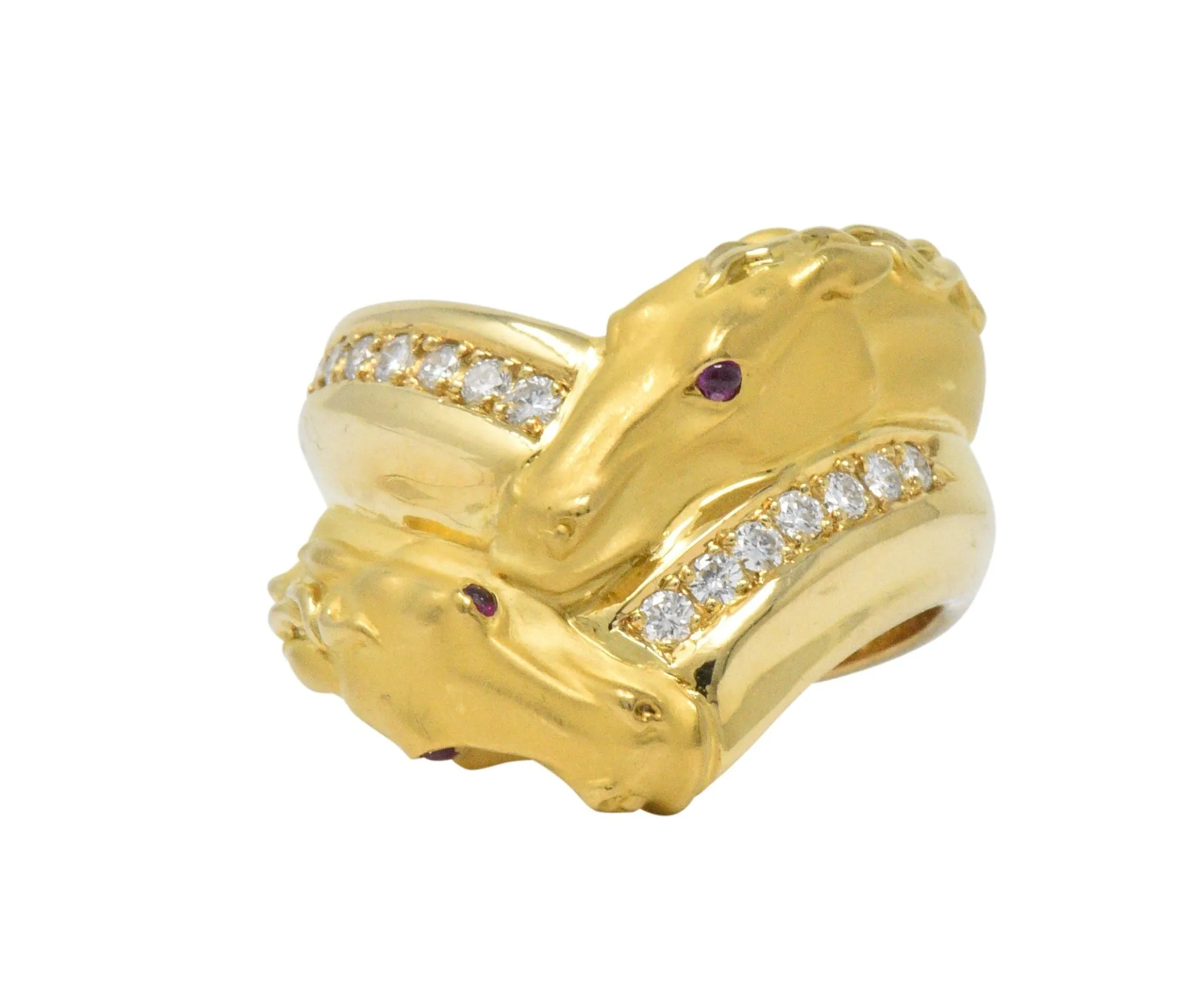 Carrera Y Carrera 0.30 CTW Diamond Ruby 18 Karat Gold Ecuestre Horse Ring