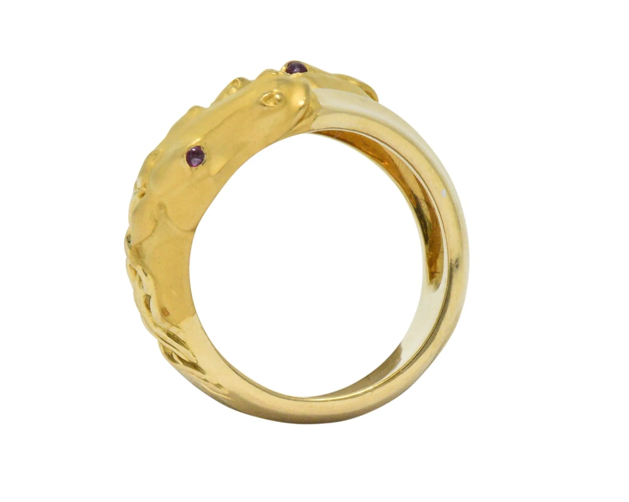 Carrera Y Carrera 0.30 CTW Diamond Ruby 18 Karat Gold Ecuestre Horse Ring