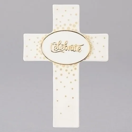 Celebrate Porcelain Wall Crucifix - 7 inches