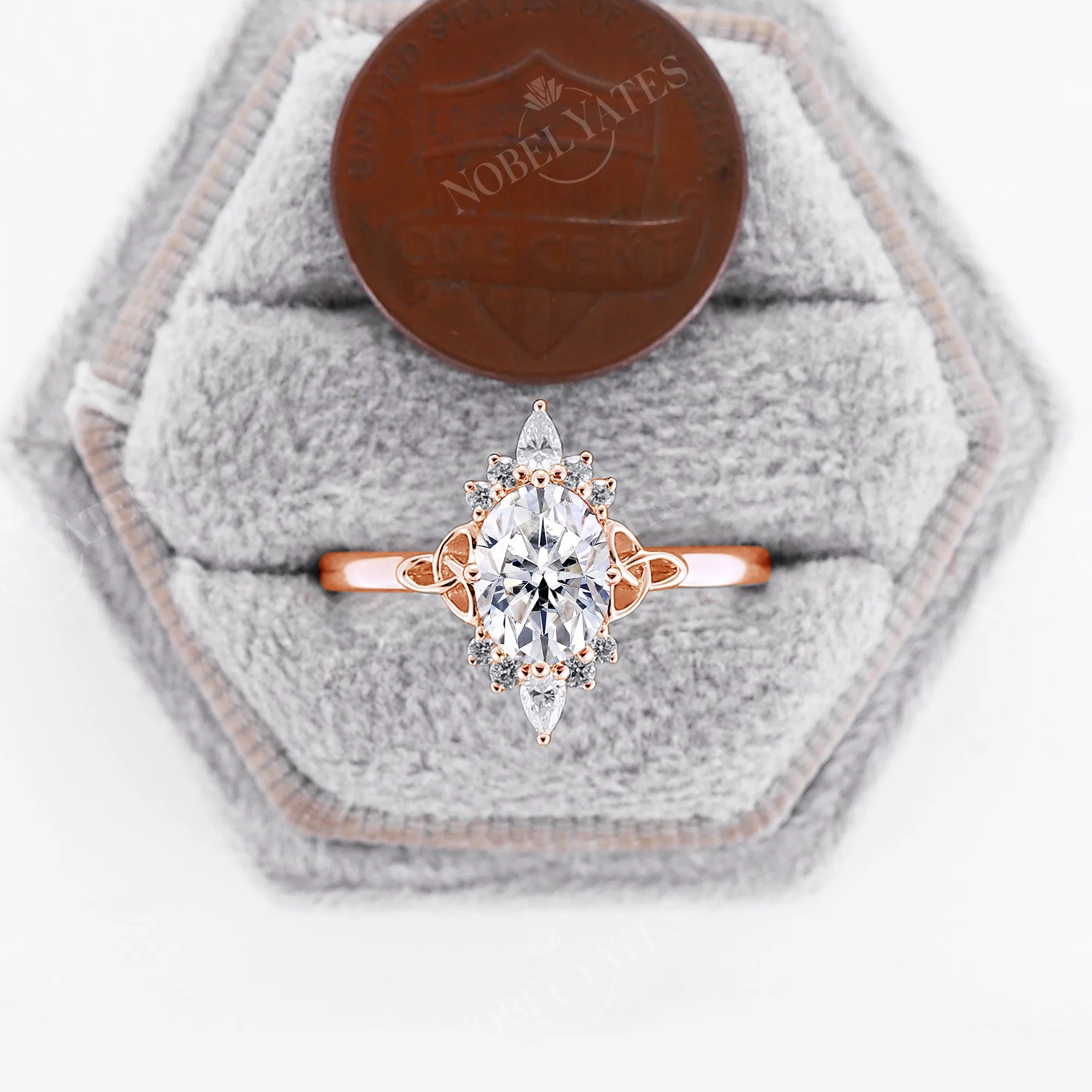 Celtic Oval Shape Moissanite Rose Gold Engagement Ring