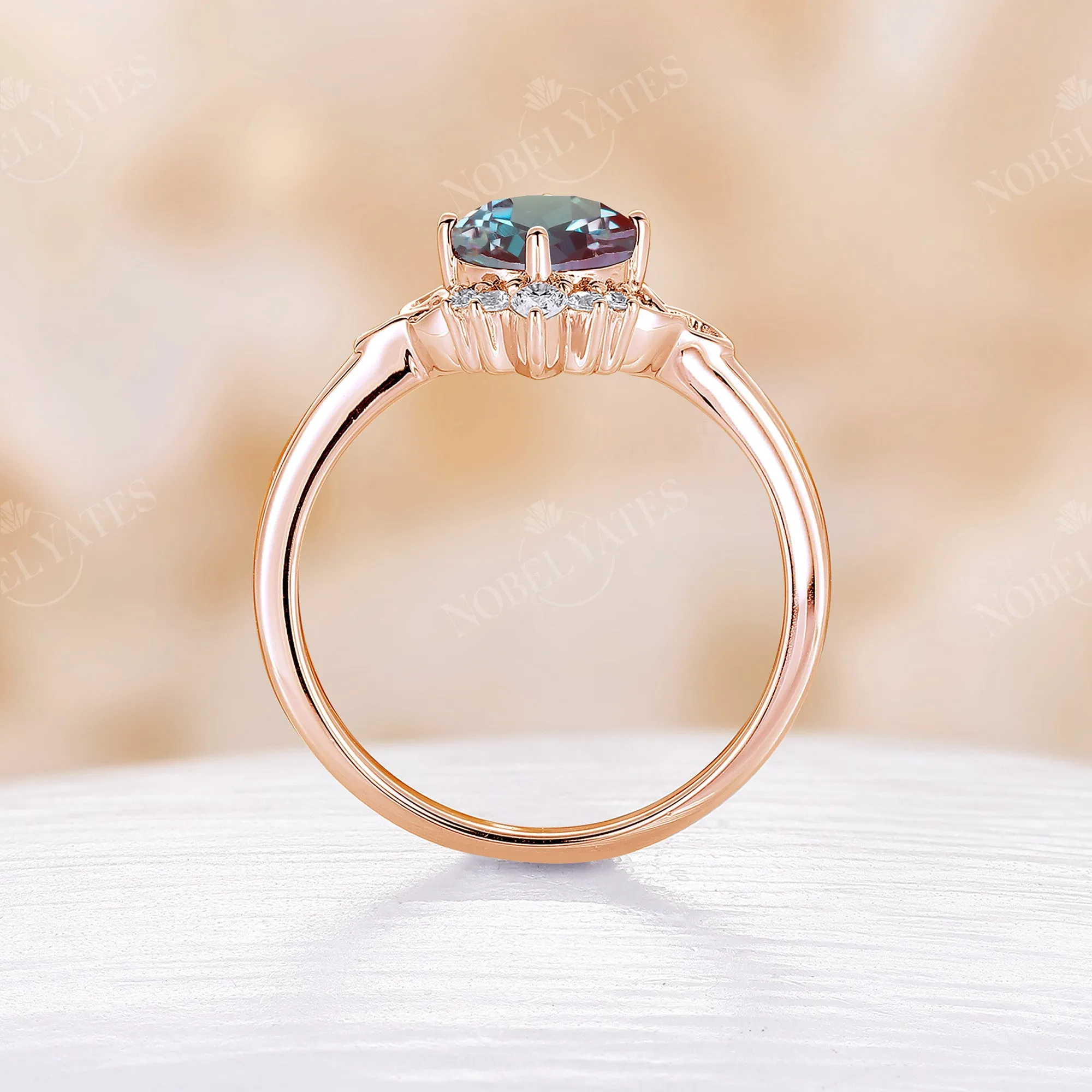 Celtic Round Lab Alexandrite Moissanite Engagement Ring