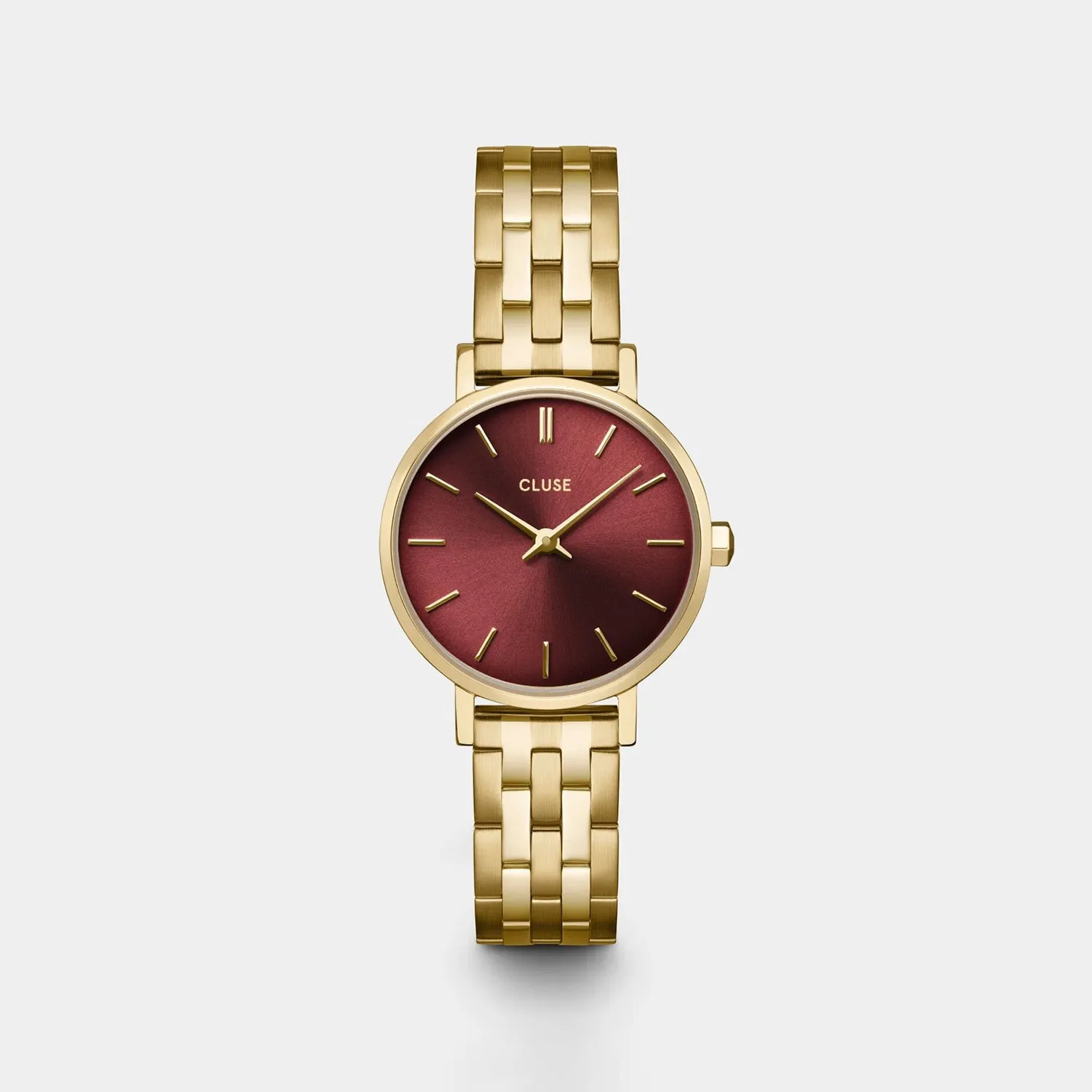 Cluse Boho Chic Petite Watch, Gold & Dark Cherry