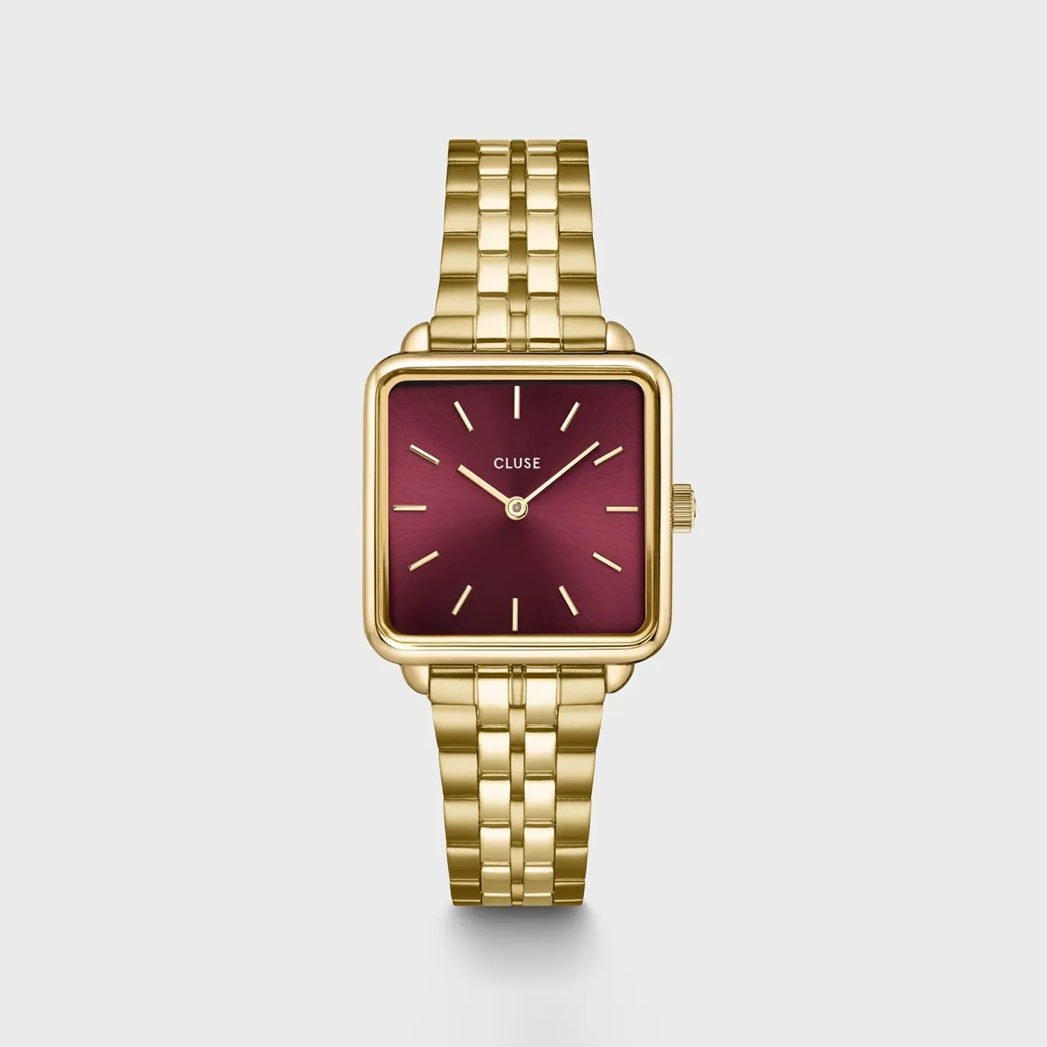 Cluse La Tetragone Watch, Gold & Dark Cherry