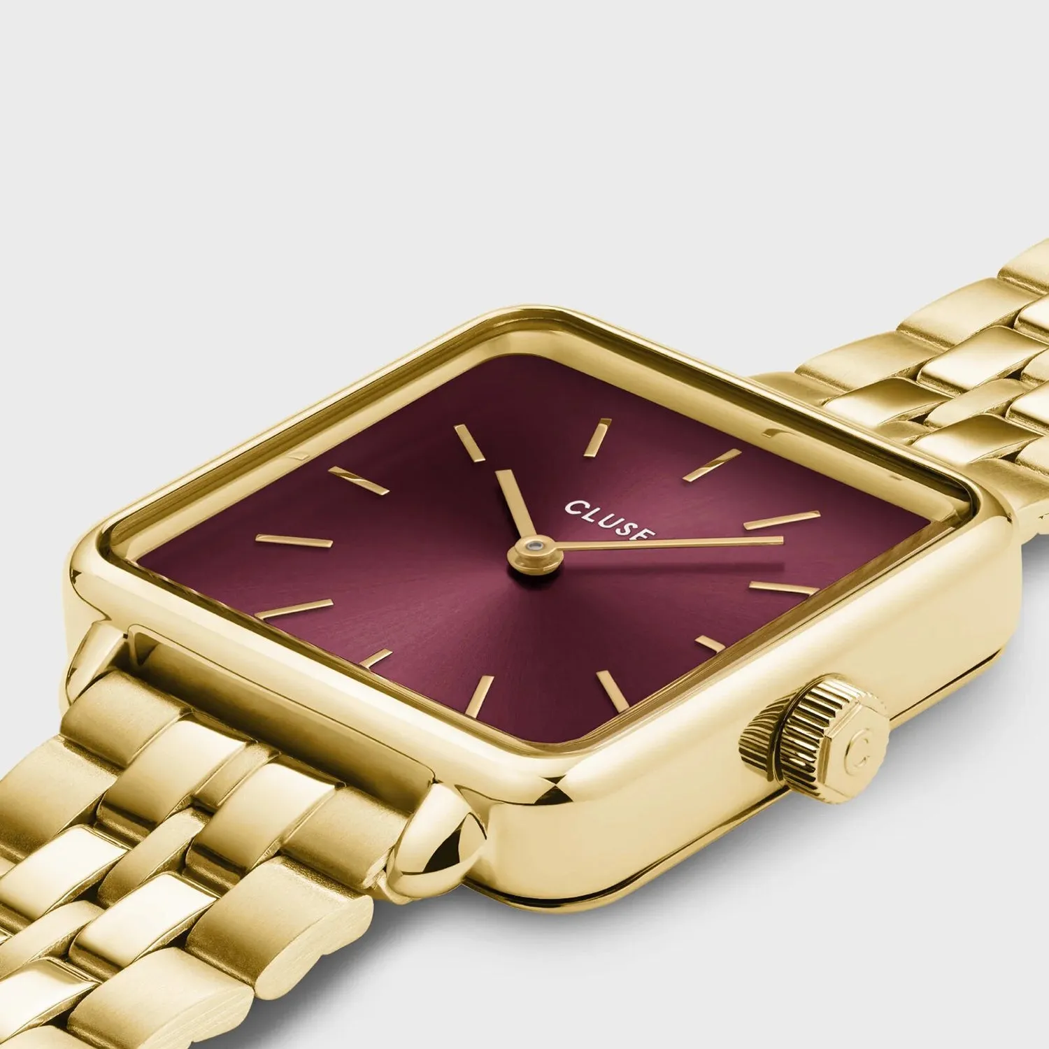 Cluse La Tetragone Watch, Gold & Dark Cherry