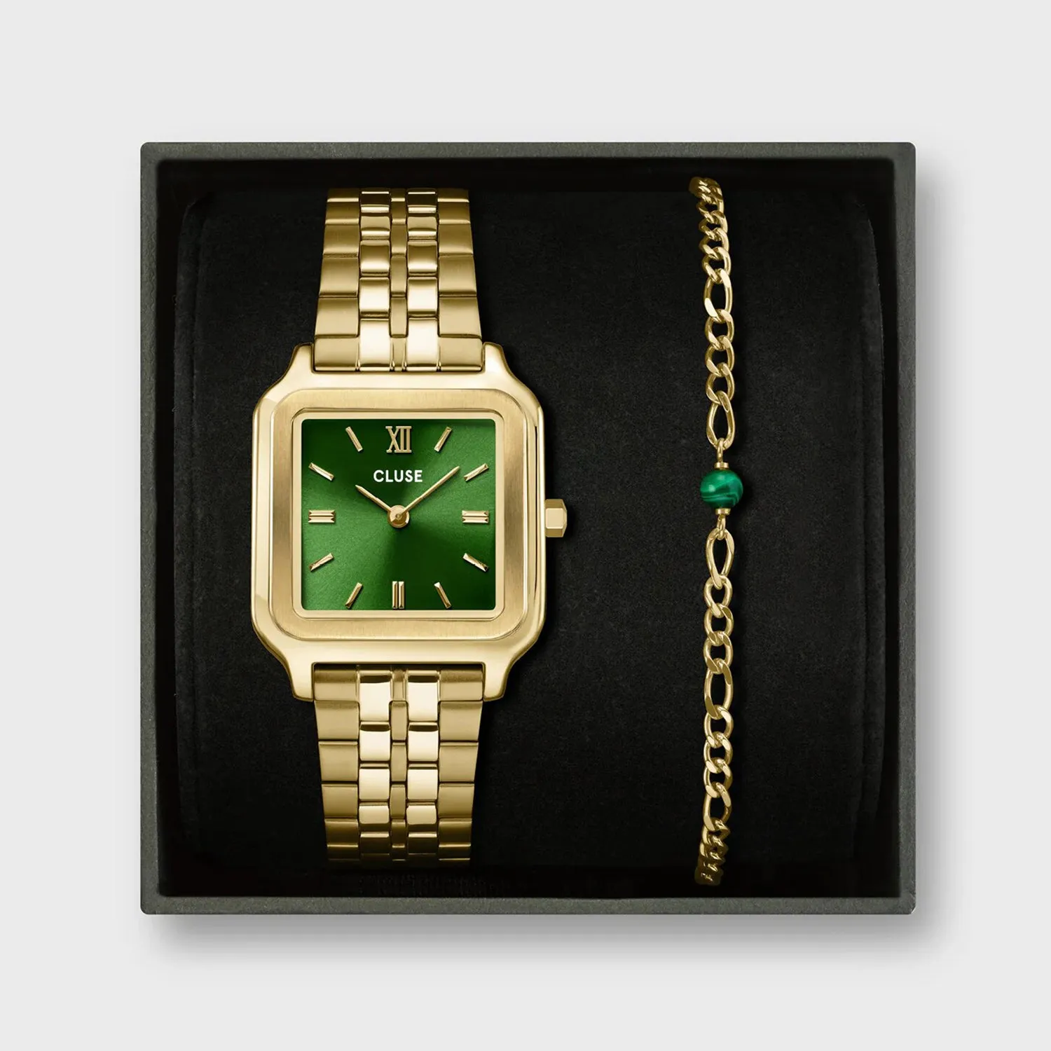 Cluse Ladies Gracieuse Watch & Bracelet Gift Set, Gold & Green