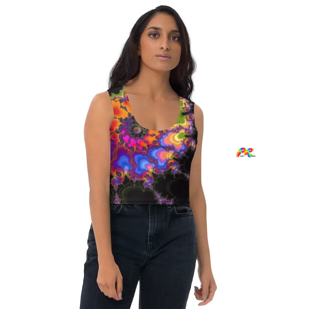 Colorful Fractal Sleeveless Crop Top