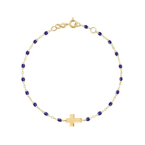 Cross Charm Classic Gigi Lapis bracelet, Yellow Gold, 6.7