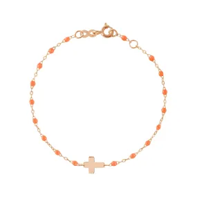 Cross Charm Classic Gigi Orange bracelet, Rose Gold, 6.7