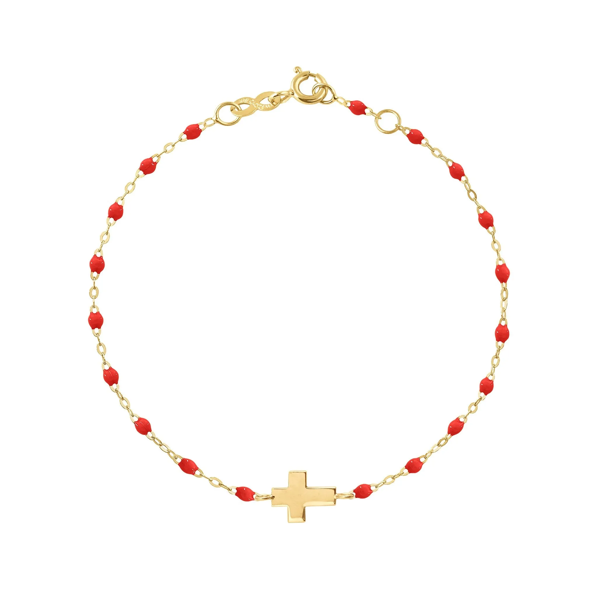 Cross Charm Classic Gigi Poppy bracelet, Yellow Gold, 6.7