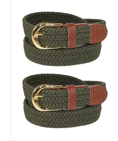 CTM Women's Elastic Braided Stretch Belt