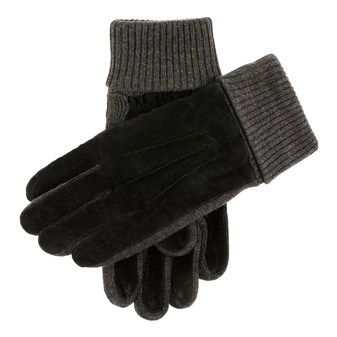 Dents Kendal Three-Point Fleece-Lined Suede Gloves with Knitted Cuffs