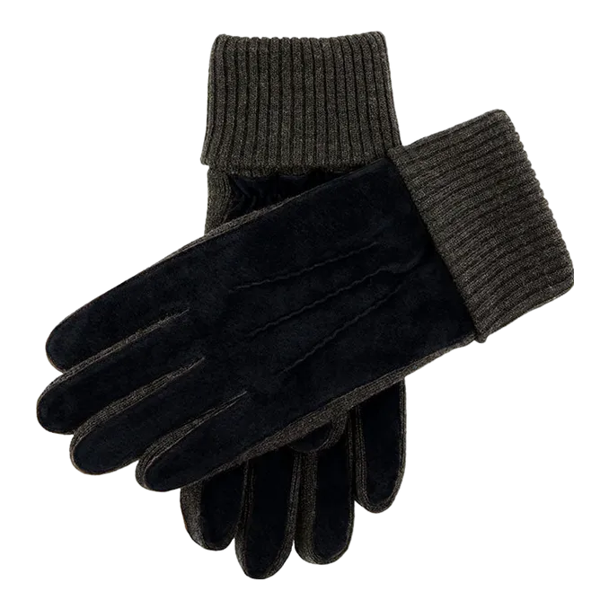 Dents Kendal Three-Point Fleece-Lined Suede Gloves with Knitted Cuffs