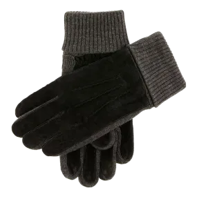 Dents Kendal Three-Point Fleece-Lined Suede Gloves with Knitted Cuffs