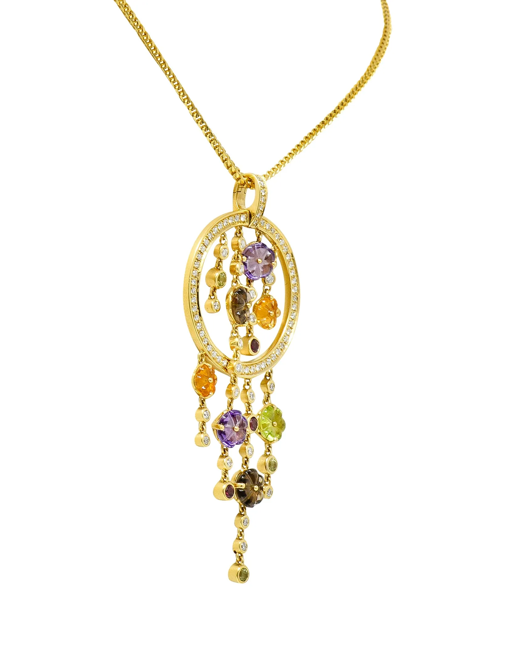 Di Modolo Italian 0.85 CTW Diamond 18 Karat Gold Tempia Floral Enhancer Pendant Necklace