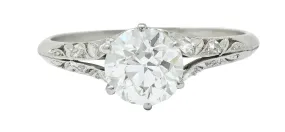 Early Art Deco 1.58 CTW Diamond Platinum Lotus Engagement Ring