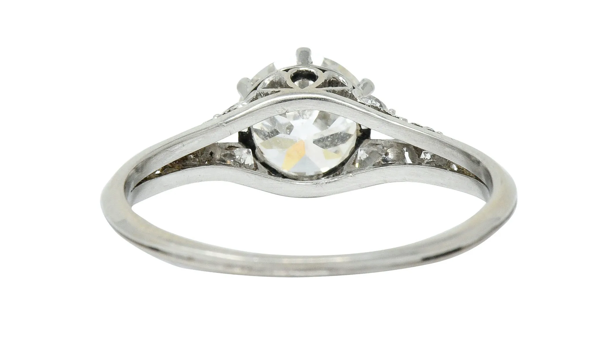 Early Art Deco 1.58 CTW Diamond Platinum Lotus Engagement Ring