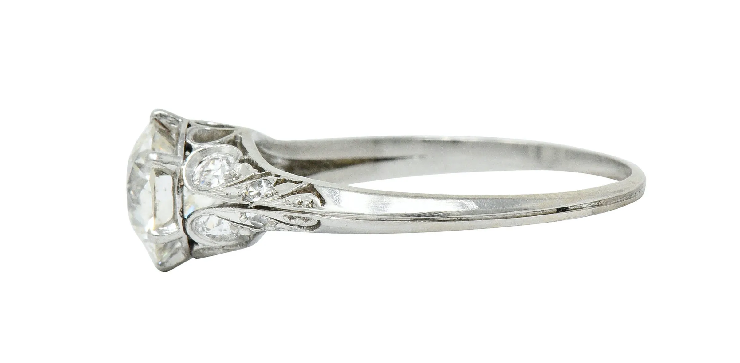 Early Art Deco 1.58 CTW Diamond Platinum Lotus Engagement Ring