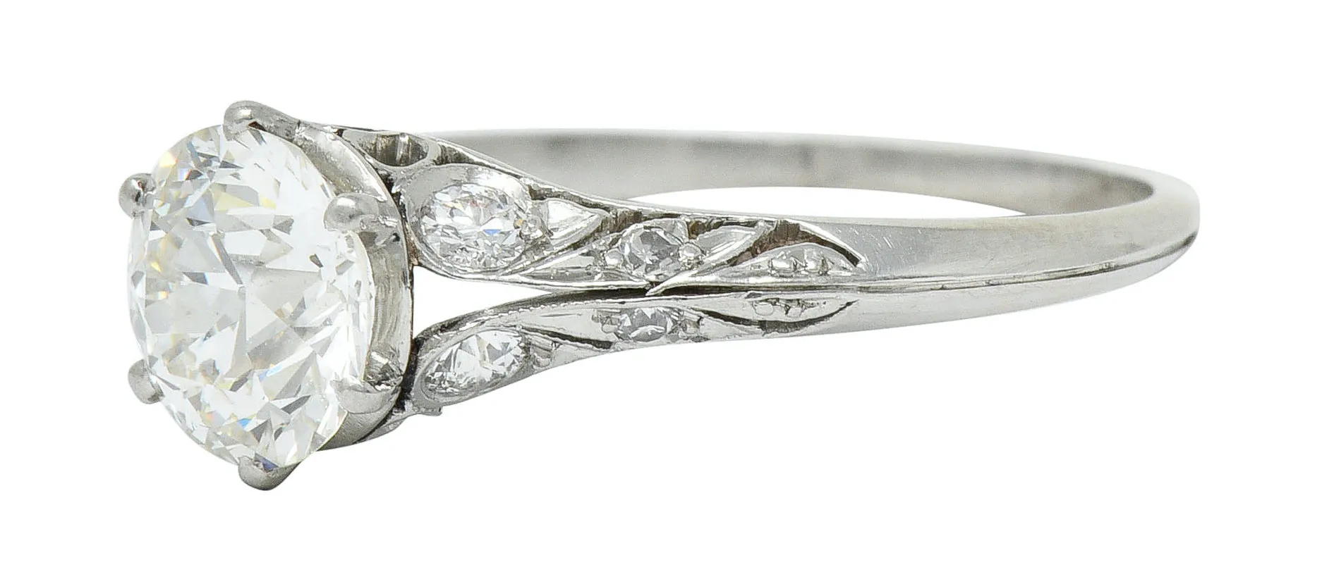 Early Art Deco 1.58 CTW Diamond Platinum Lotus Engagement Ring