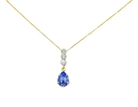 Edwardian 5.50 CTW No Heat Color-Change Ceylon Sapphire Diamond Platinum 18 Karat Gold Pendant Necklace GIA