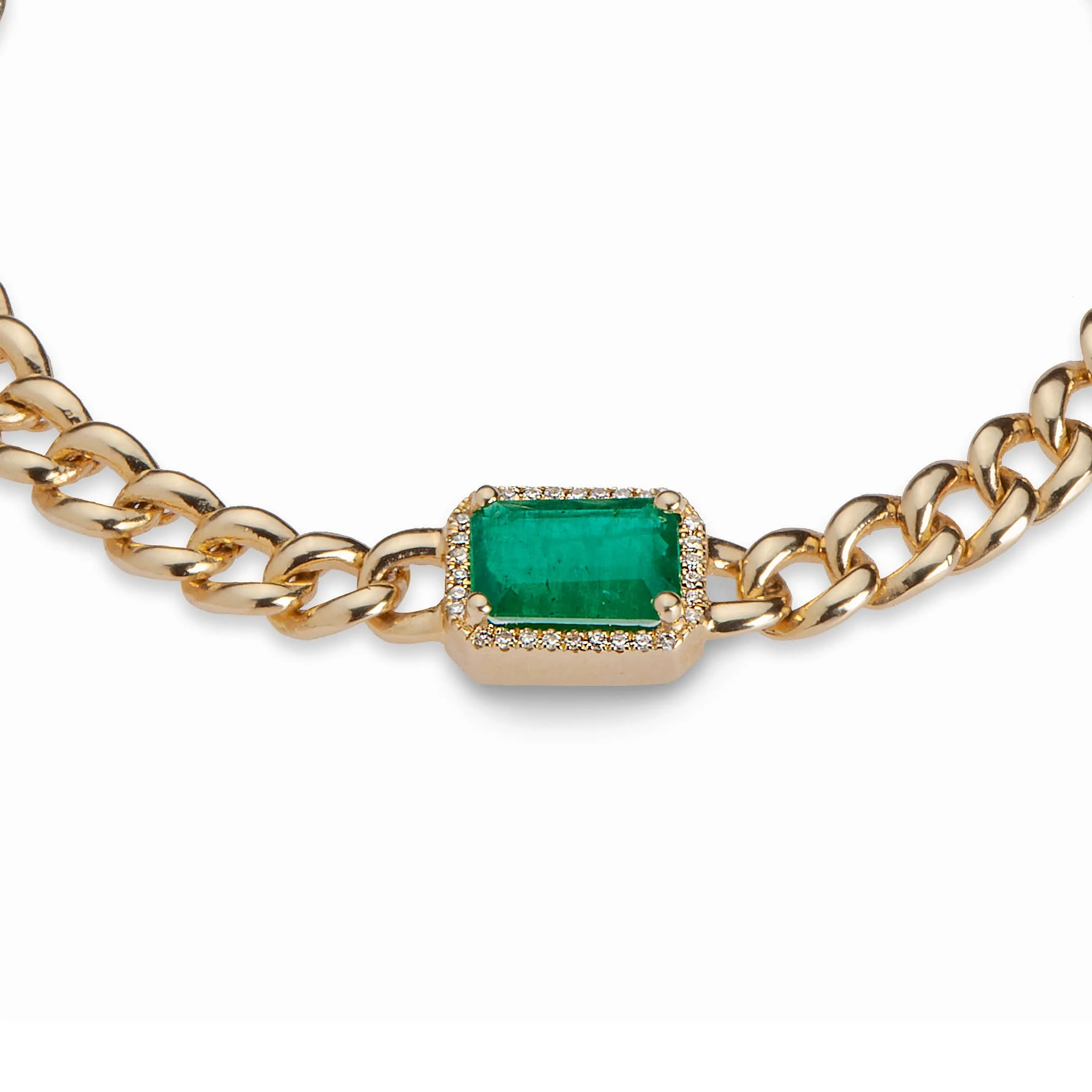 Emerald and Diamond Cuban Chain Necklace