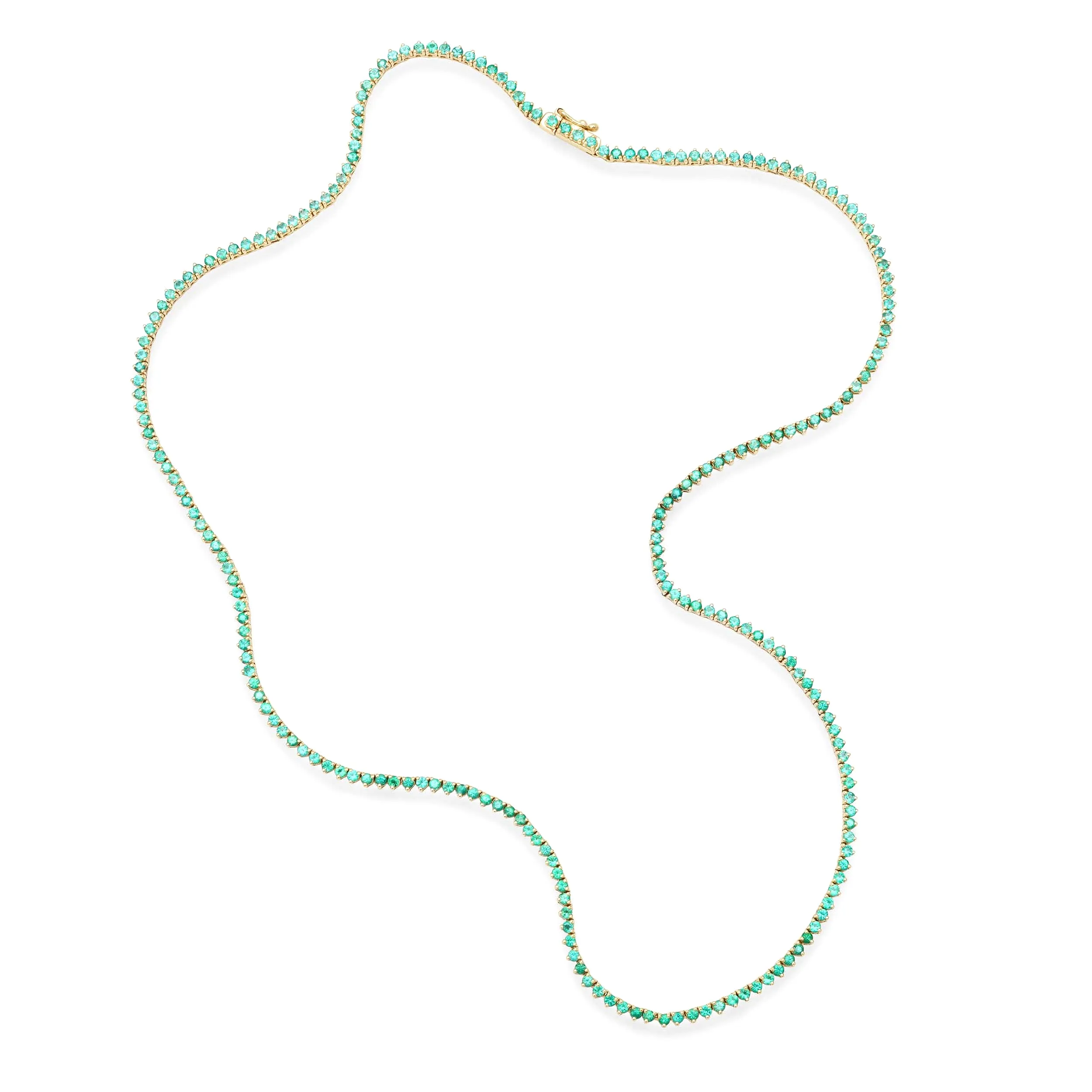 Emerald Tennis Necklace 3-Prong