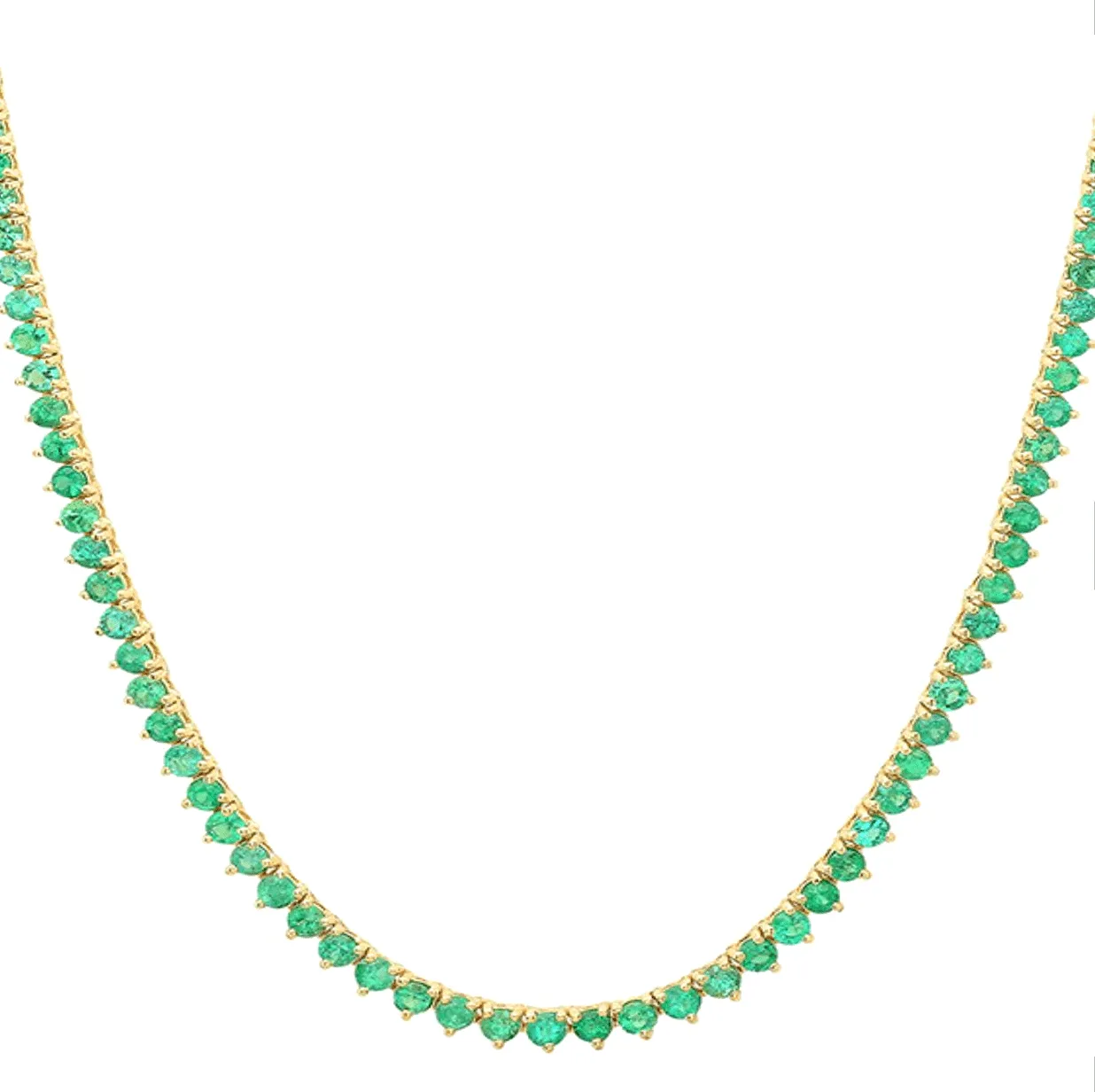 Emerald Tennis Necklace 3-Prong