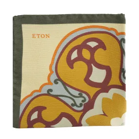 ETON Olive Green Pocket Square With Graphic Print | Menswear Online