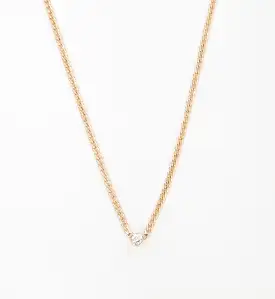 Extra Small Curb Chain Bezel Diamond Necklace