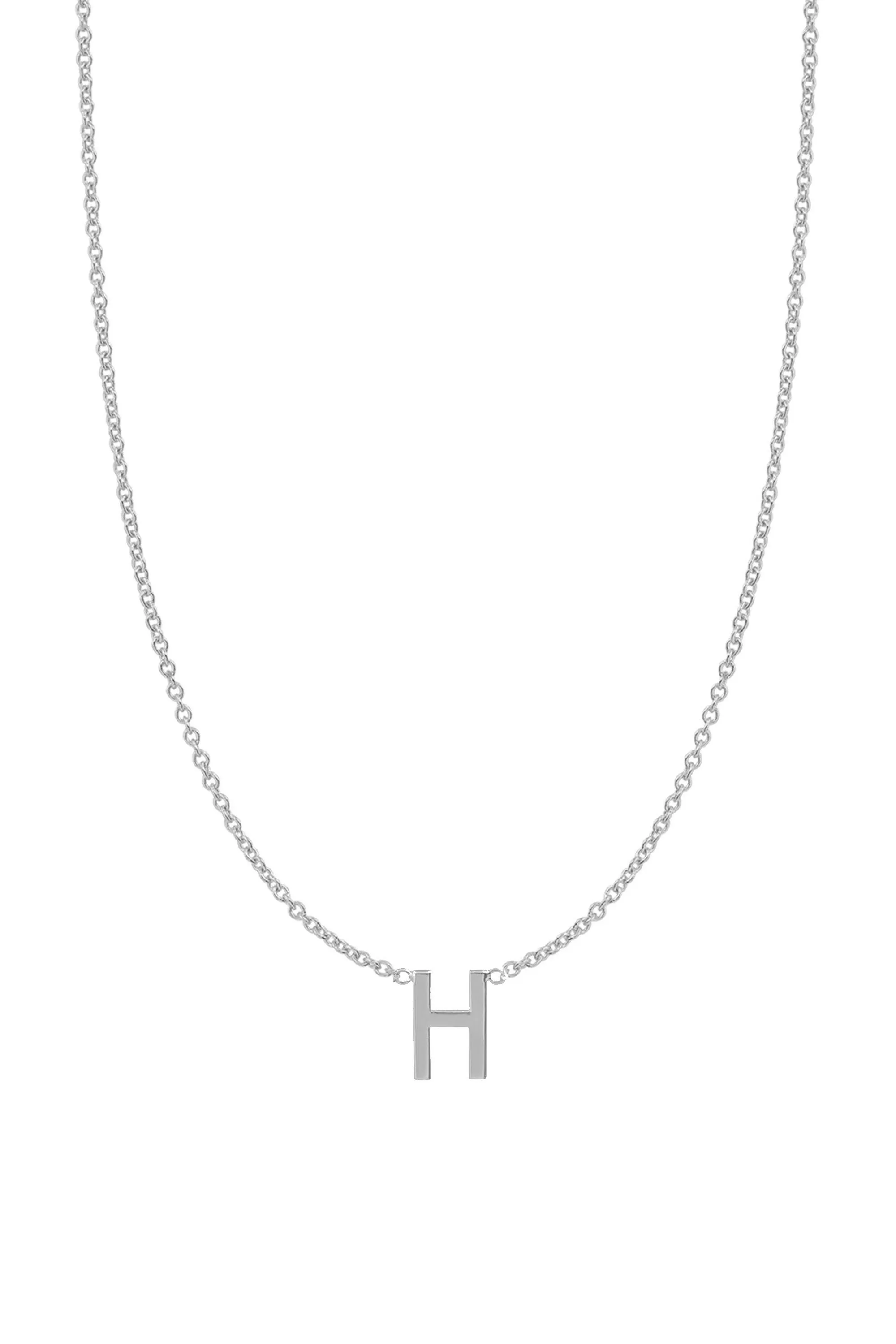 Fine Centered Initial Necklace - 14K White