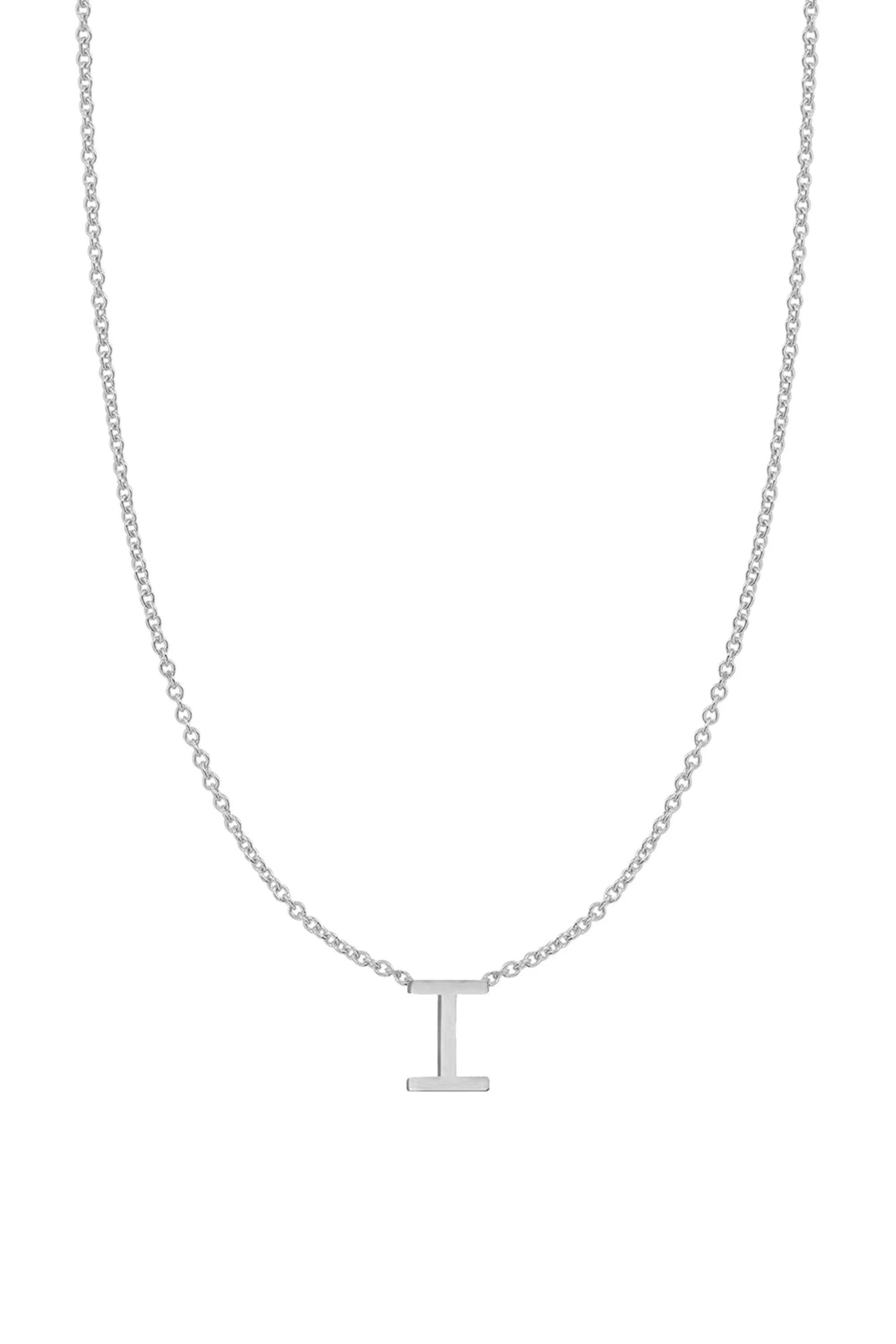 Fine Centered Initial Necklace - 14K White