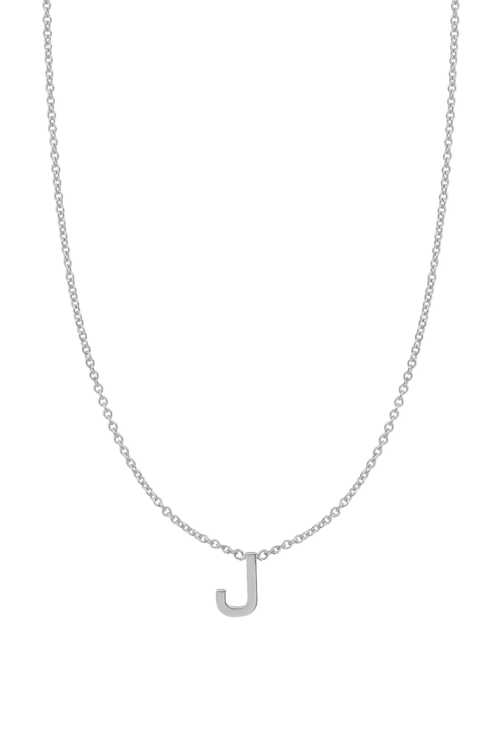 Fine Centered Initial Necklace - 14K White