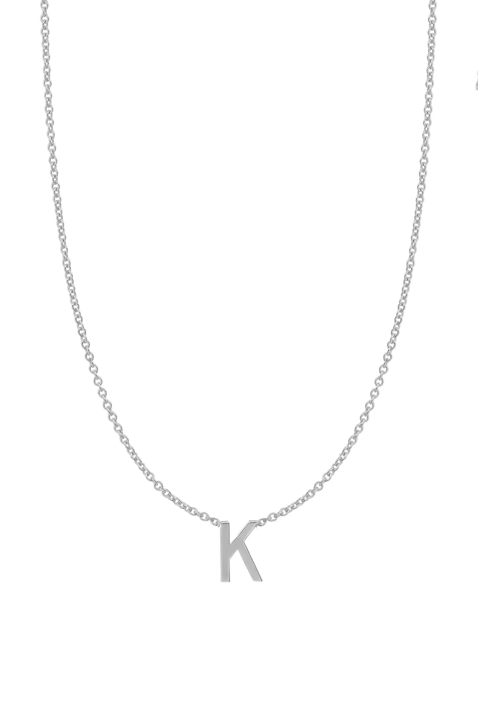 Fine Centered Initial Necklace - 14K White