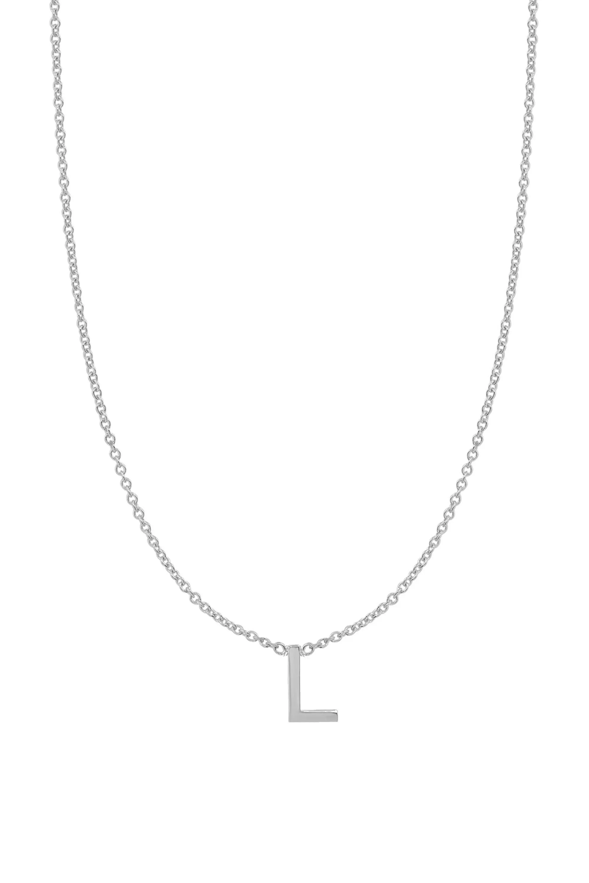 Fine Centered Initial Necklace - 14K White