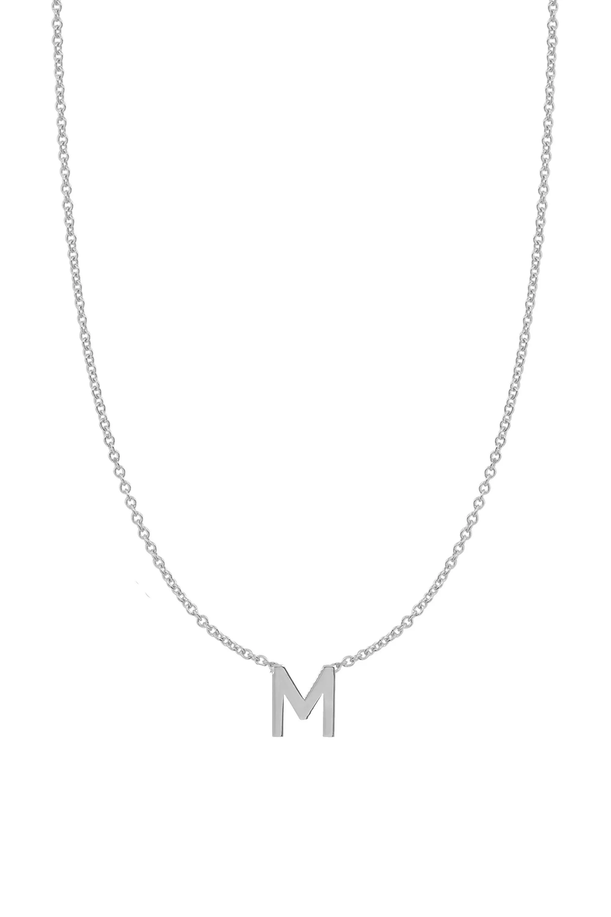 Fine Centered Initial Necklace - 14K White