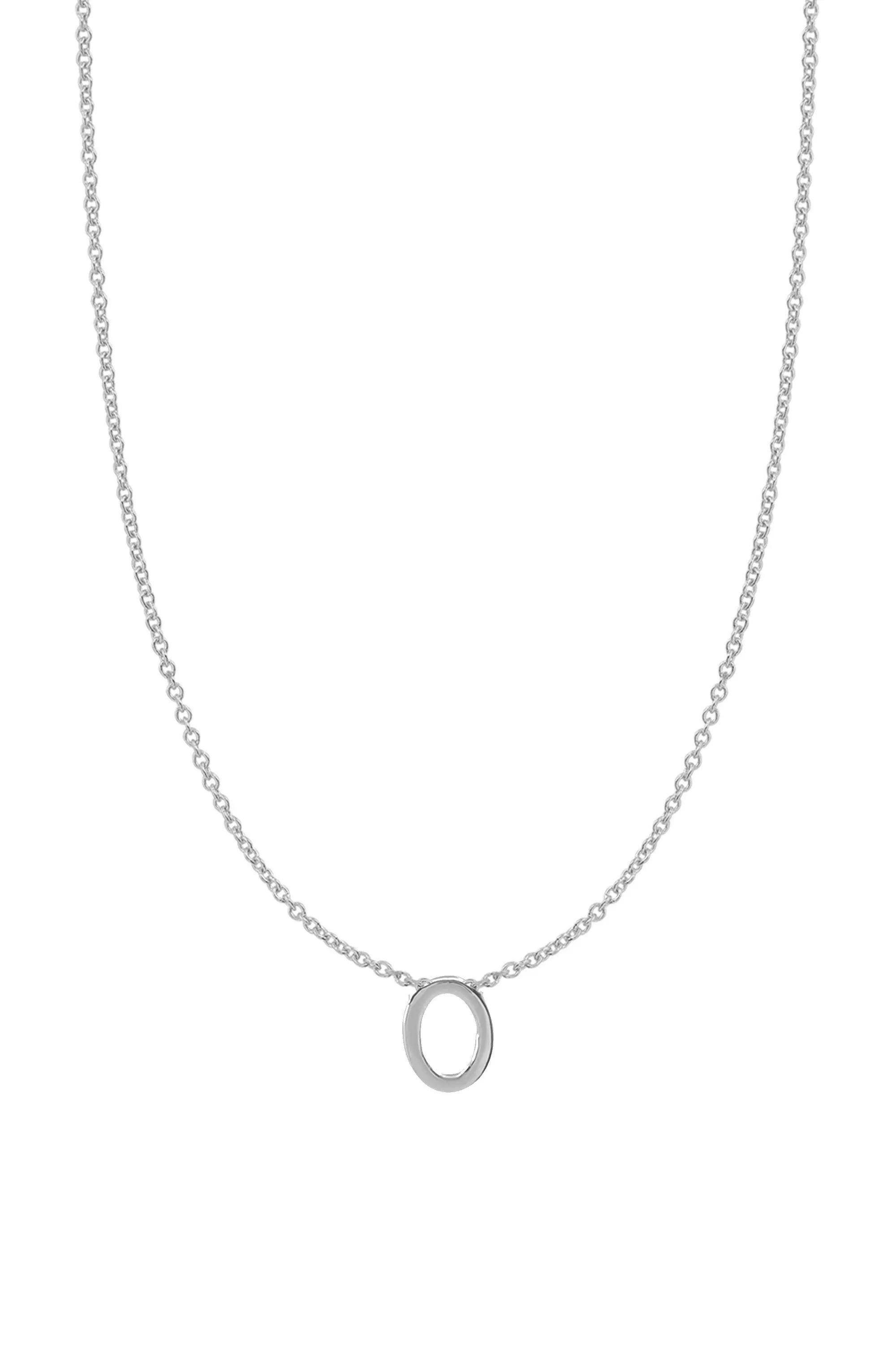 Fine Centered Initial Necklace - 14K White