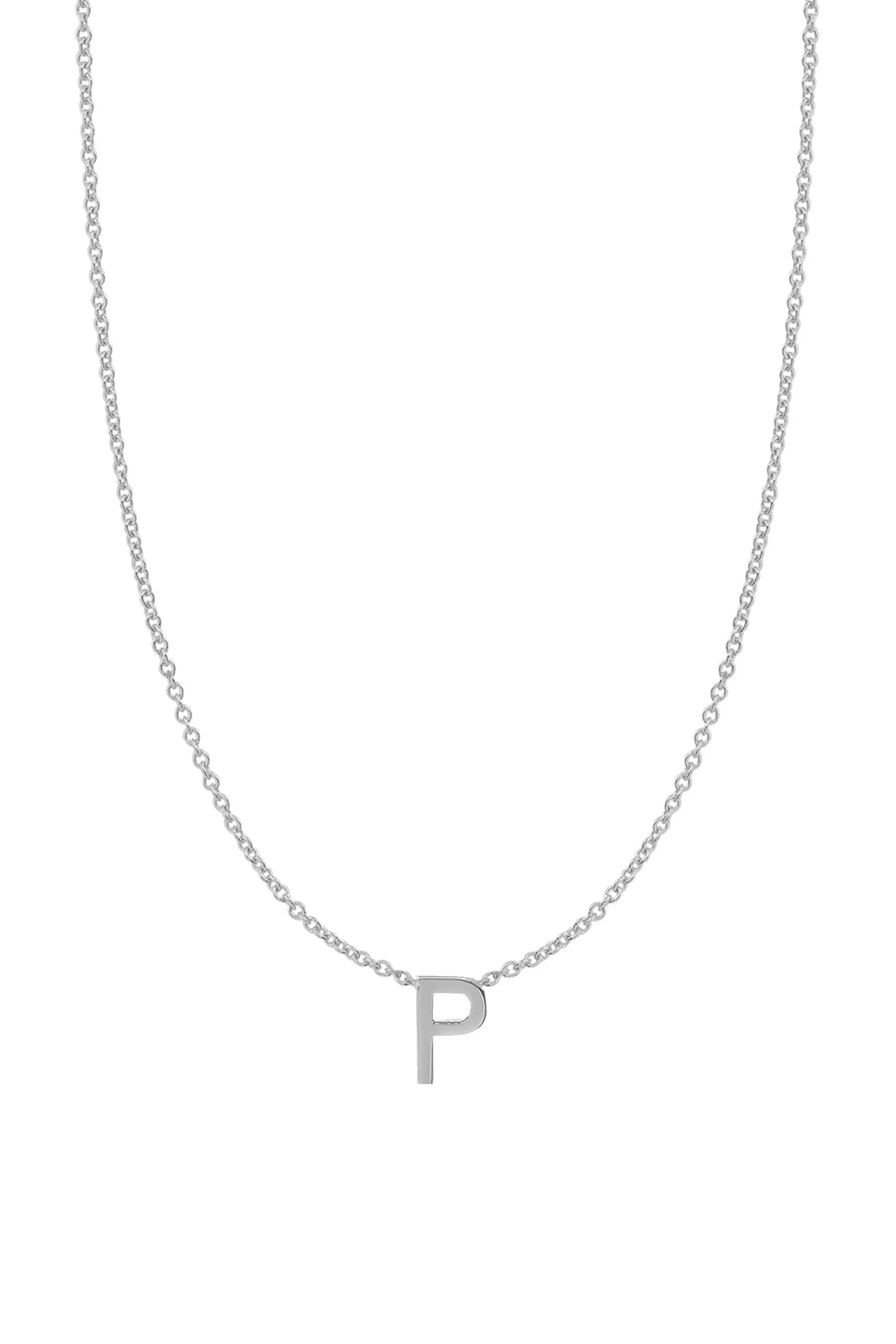 Fine Centered Initial Necklace - 14K White