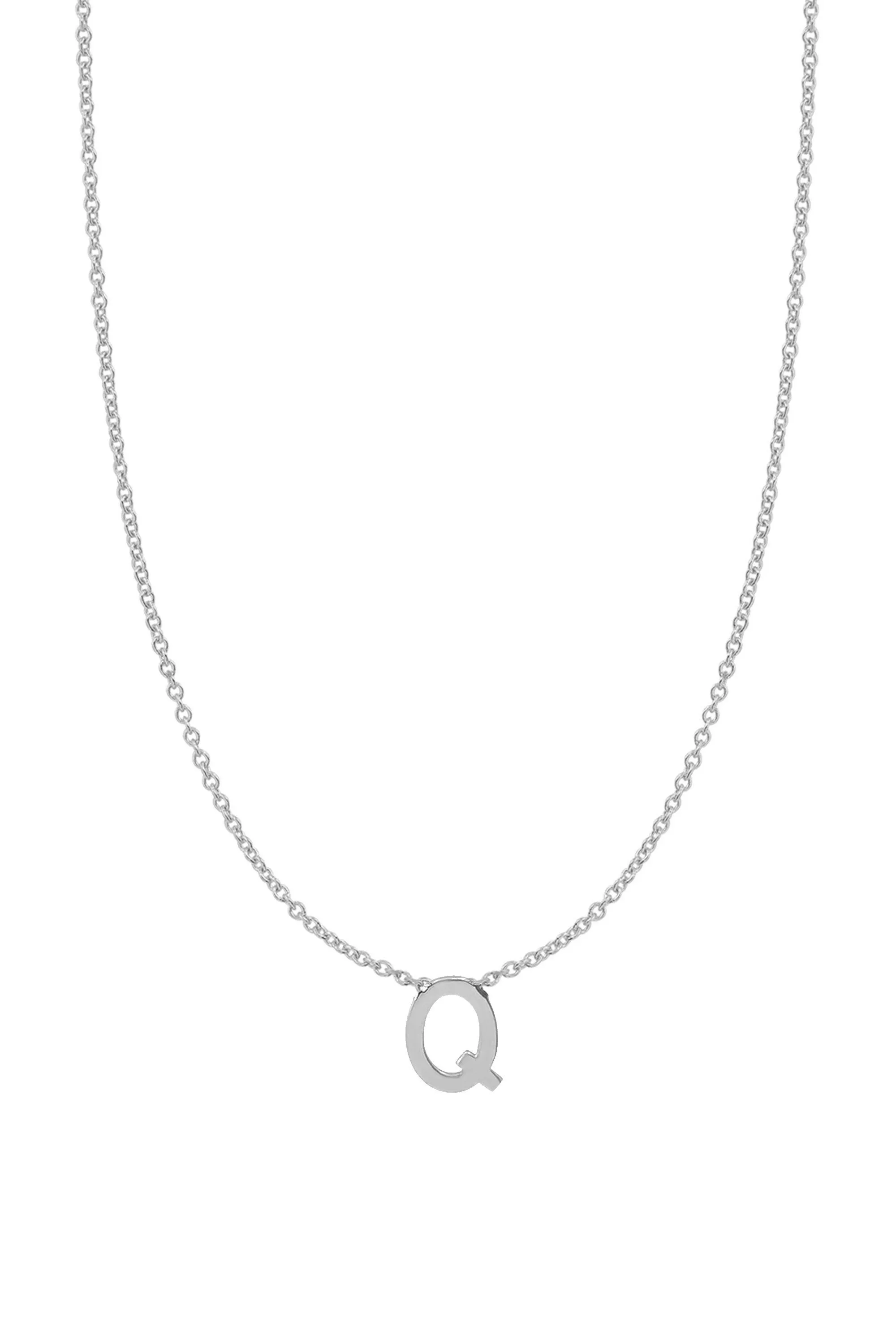 Fine Centered Initial Necklace - 14K White