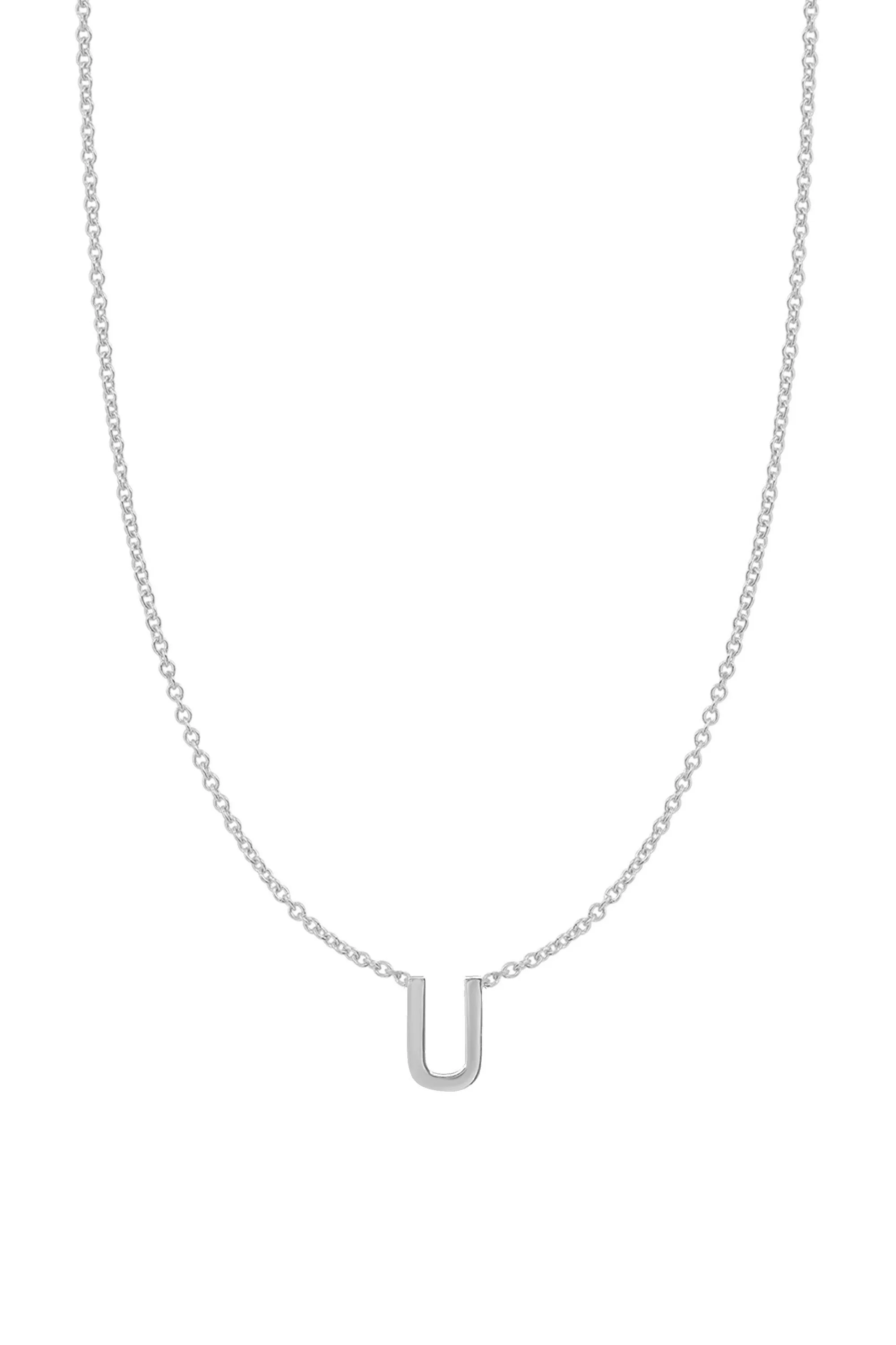 Fine Centered Initial Necklace - 14K White