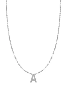 Fine Centered Initial Necklace - 14K White