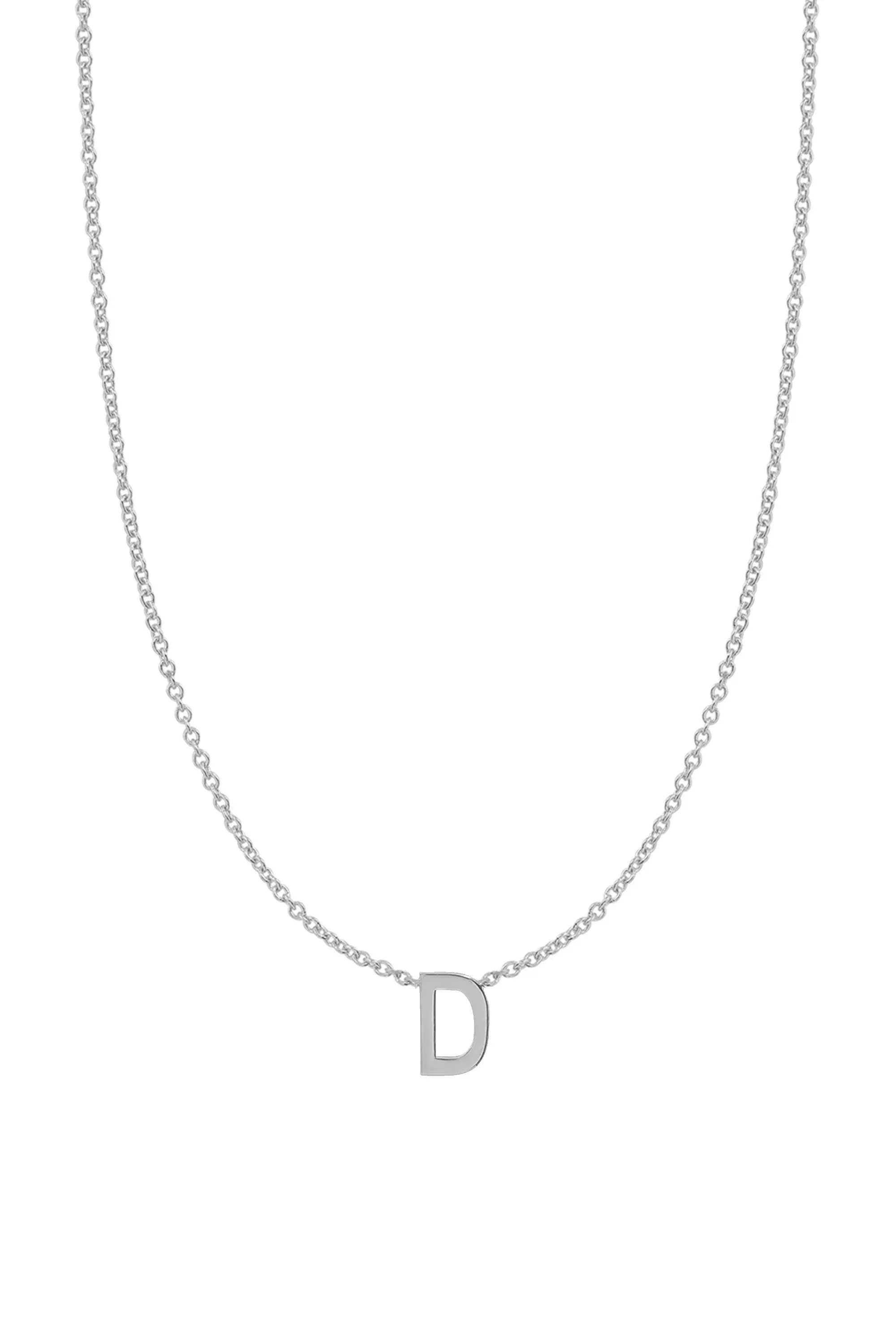 Fine Centered Initial Necklace - 14K White