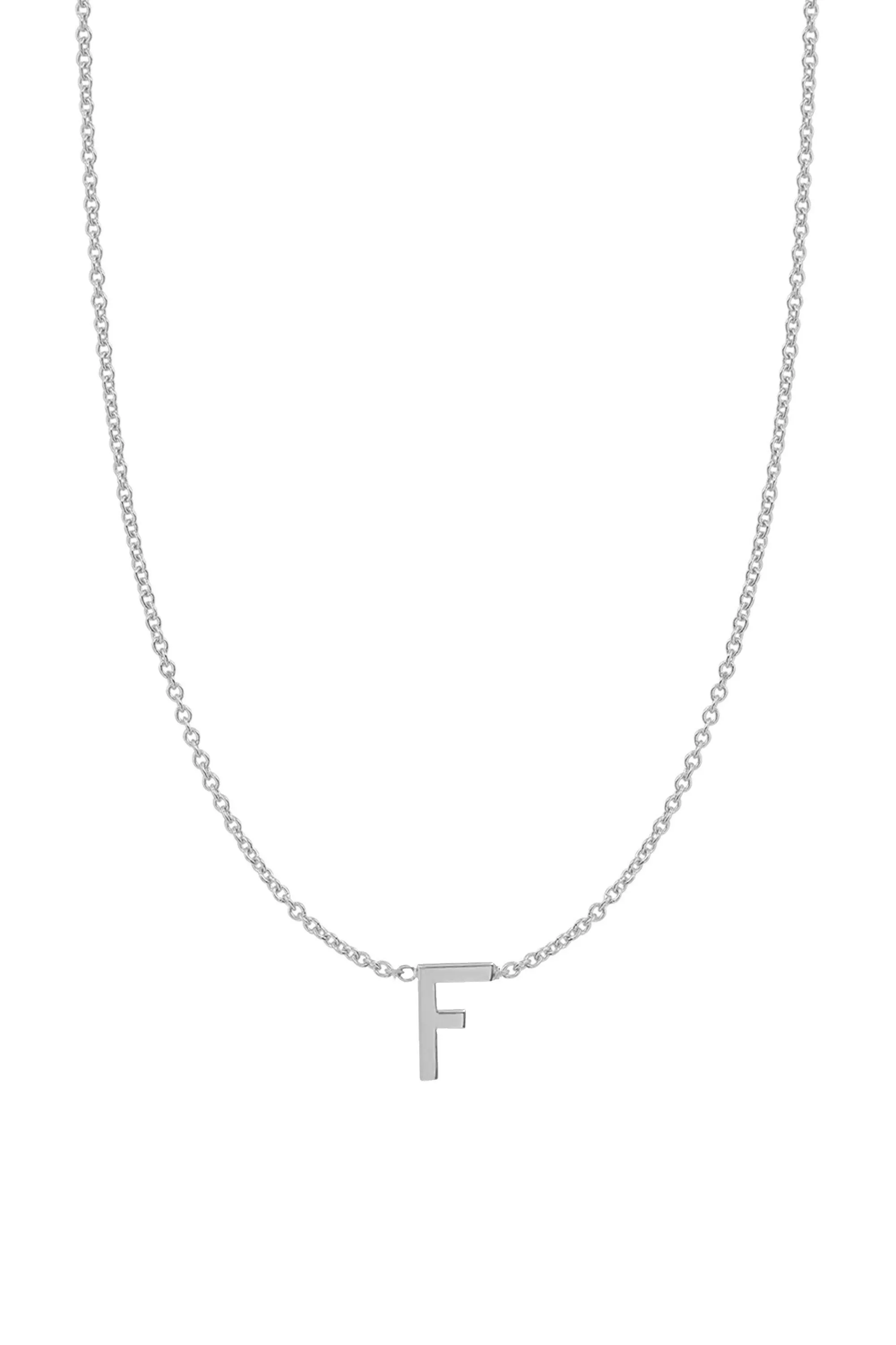 Fine Centered Initial Necklace - 14K White