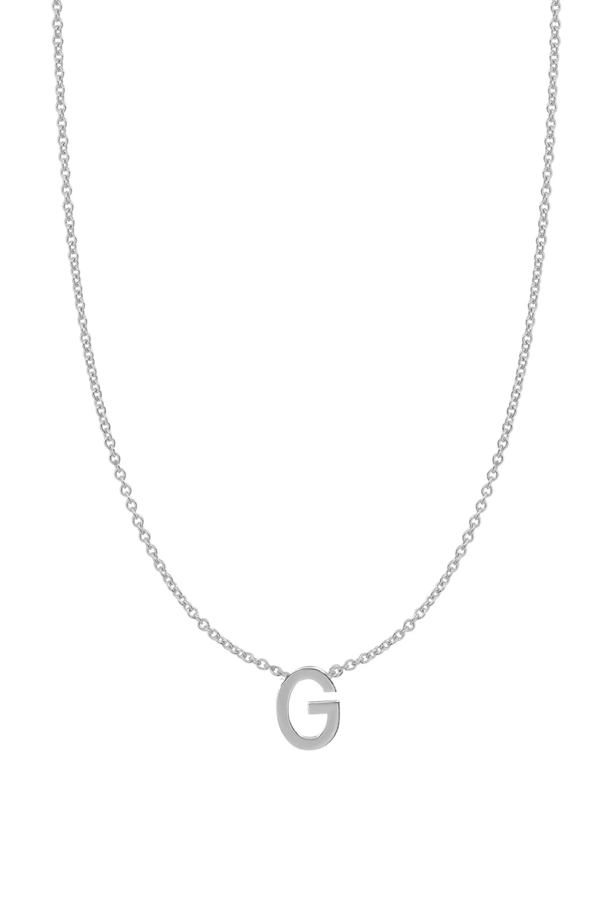 Fine Centered Initial Necklace - 14K White