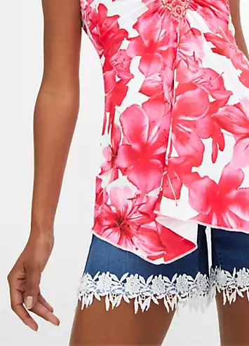 Floral Print Brooch Detail Top by bonprix | Look Again